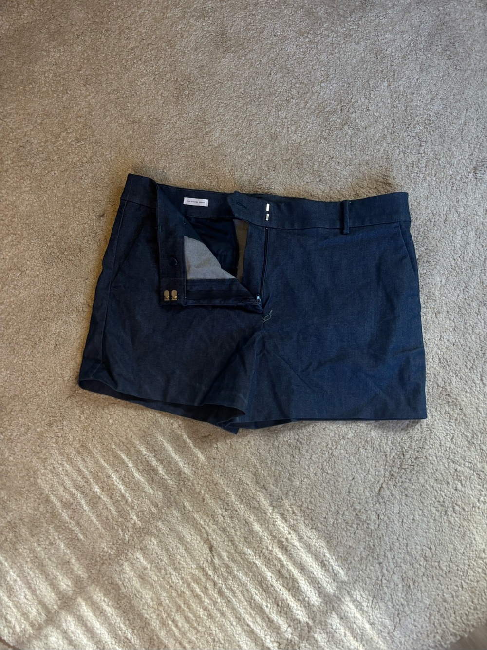 LOFT Riviera Dark Navy Flat-Front Shorts